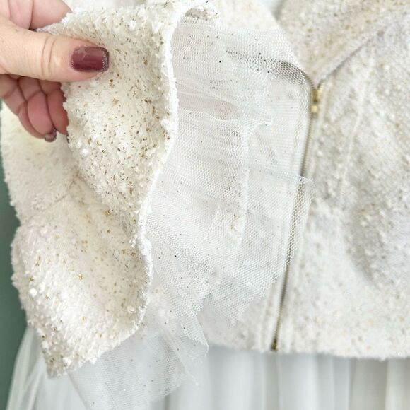 Knit Works Formal Eggshell White Sequined Dress with Matching Jacket Plus 18.5 - Picture 4 of 9